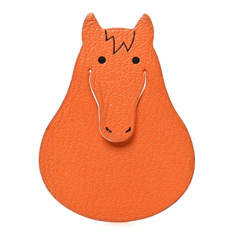 Hermes Orange Chevre Leather Horse Pikabook Bookmark